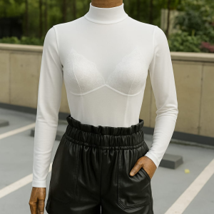 Top de Malla Cuello Alto con Detalle de Corsé